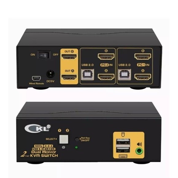CKL 2 Port Dual Monitor KVM Switch CKL-922HUA-2 * 2 Computers Dual Monitors - Picture 1 of 6